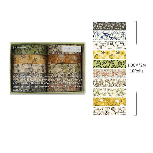 10 لفات رولز شريط Washi Set Telecture Arts Attsive Tapes الأنماط الأساسية مجموعات شريط تقنيع مزخرفة للحرف ، الأطفال ، سجل القصاصات ، DIY ، غلاف الهدايا (النمط الرابع) in Kuwait