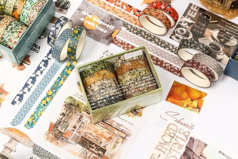 10 لفات رولز شريط Washi Set Telecture Arts Attsive Tapes الأنماط الأساسية مجموعات شريط تقنيع مزخرفة للحرف ، الأطفال ، سجل القصاصات ، DIY ، غلاف الهدايا (النمط الرابع) in Kuwait