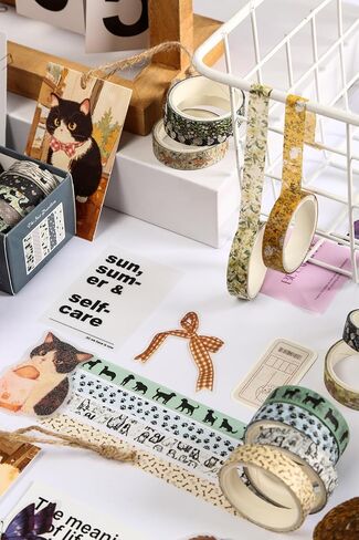 10 لفات رولز شريط Washi Set Telecture Arts Attsive Tapes الأنماط الأساسية مجموعات شريط تقنيع مزخرفة للحرف ، الأطفال ، سجل القصاصات ، DIY ، غلاف الهدايا (النمط الرابع) in Kuwait