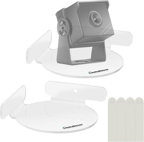 2 Pack Acrylic Mini Circular Corner Shelf Mount for Security Cameras, Baby Monitors, Plants & More, Universal Cam Holder, Easy to Install, Screwless with Damage-free Replacement Strips (Clear) in Saudi Arabia