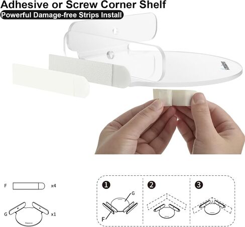 2 Pack Acrylic Mini Circular Corner Shelf Mount for Security Cameras, Baby Monitors, Plants & More, Universal Cam Holder, Easy to Install, Screwless with Damage-free Replacement Strips (Clear) in Saudi Arabia