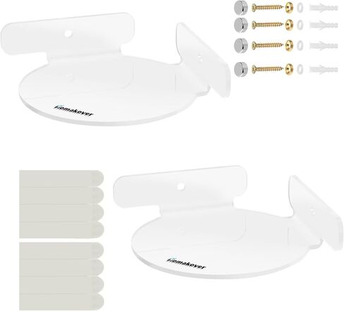 2 Pack Acrylic Mini Circular Corner Shelf Mount for Security Cameras, Baby Monitors, Plants & More, Universal Cam Holder, Easy to Install, Screwless with Damage-free Replacement Strips (Clear) in Saudi Arabia