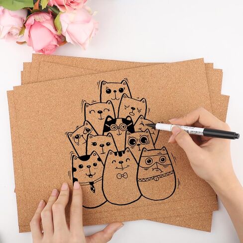 8Pcs Self Adhesive Cork Sheets,Rectangle 11.81x8.27x0.04in Cork Board with Strong Adhesive Backed,1mm Thick A4 Cork Mats Cork Board Squares for Wall Decoration Handmade Crafts Coasters in Saudi Arabia