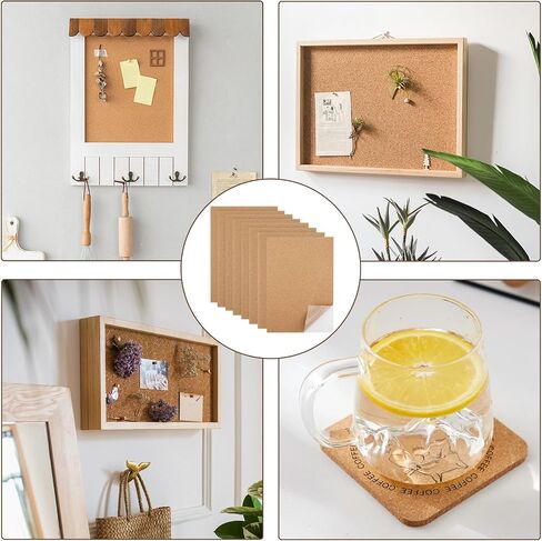 8Pcs Self Adhesive Cork Sheets,Rectangle 11.81x8.27x0.04in Cork Board with Strong Adhesive Backed,1mm Thick A4 Cork Mats Cork Board Squares for Wall Decoration Handmade Crafts Coasters in Saudi Arabia