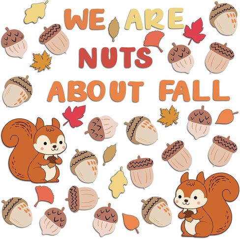 68 Pcs Fall Bulletin Board Set We are Nuts About Fall Cutouts Autumn Party Decoration with Glue Points for DIY Craft School Classroom Blackboard Chalkboard in Saudi Arabia