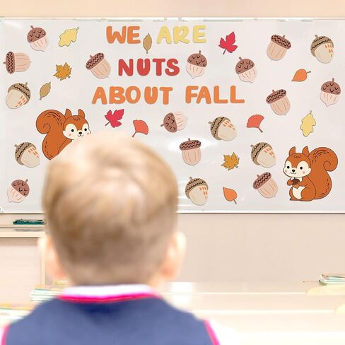 68 Pcs Fall Bulletin Board Set We are Nuts About Fall Cutouts Autumn Party Decoration with Glue Points for DIY Craft School Classroom Blackboard Chalkboard in Saudi Arabia