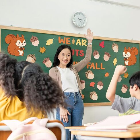 68 Pcs Fall Bulletin Board Set We are Nuts About Fall Cutouts Autumn Party Decoration with Glue Points for DIY Craft School Classroom Blackboard Chalkboard in Saudi Arabia