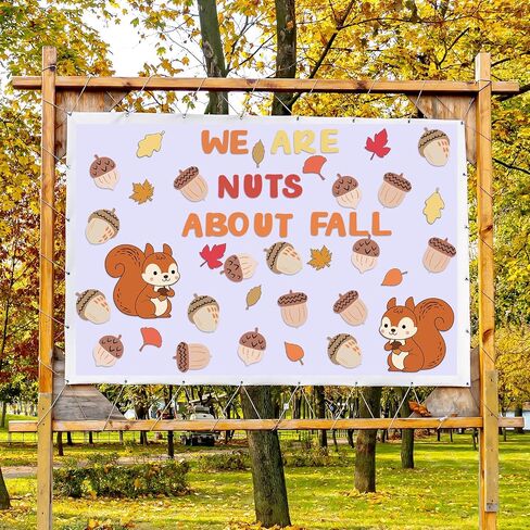 68 Pcs Fall Bulletin Board Set We are Nuts About Fall Cutouts Autumn Party Decoration with Glue Points for DIY Craft School Classroom Blackboard Chalkboard in Saudi Arabia