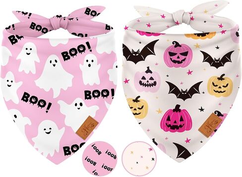 2pcs هالوين الكلب bandanas ghost pumpkin bat triangle pet وشاح قابلة للتعديل جرو العناق in Saudi Arabia