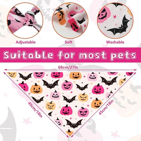 2pcs هالوين الكلب bandanas ghost pumpkin bat triangle pet وشاح قابلة للتعديل جرو العناق in Saudi Arabia