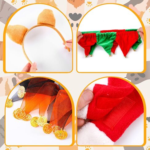 Newcotte 12 PCS Pet Halloween Cat Dog Dog Chimistgiving Christmas Hat Dick Set Pet Holdy Costume Suit Dog Cat Dress Up لعيد الميلاد في عيد الهالوين حفلة تأثيري in Saudi Arabia