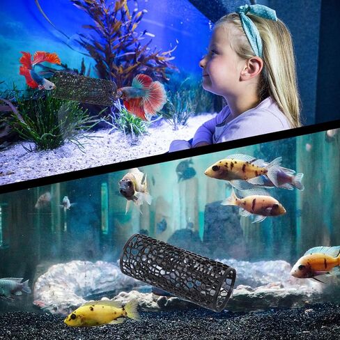 أرجوحة نفق الأسماك الخضراء بيتا ، ديكور أسماك آمن مخبأ أنبوب السباحة مع أكواب الشفط الملحقات منطقة للروبيان الصغيرة (الأخضر) in Saudi Arabia