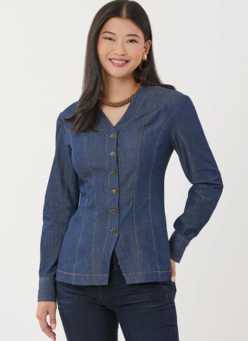 البساطة SS3102K5 MEASS 'DENIM' DENIM FRRONT SHIRT SHIRT PATTION PACKET ، Design Code S3102 ، الأحجام 8-10-12-14-16 in Saudi Arabia