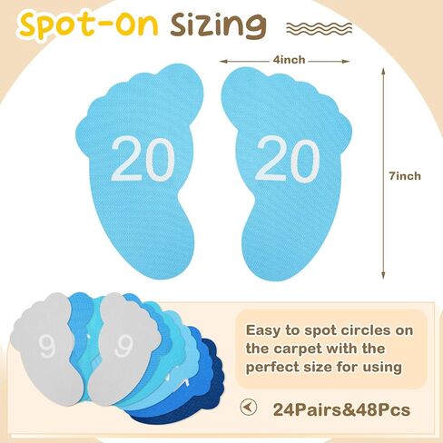 Outus 48 Pieces Carpet Feet Spots, Sit Foot Spots, Line up Spots for Classroom Floor, Carpet Markers for Teacher Supplies Classroom Rug, School Decoration (Number 1-24) in Saudi Arabia