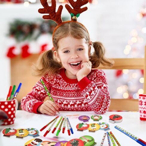 48 PCS عيد الميلاد حفلات MINI عيد الميلاد الجيب المحمول مجموعة عيد الميلاد هلام أقلام الثلج Snowman Santa Claus Notepads لعطلة عيد الميلاد مكافأة Goodie Bag Stuffer Supplies in Saudi Arabia