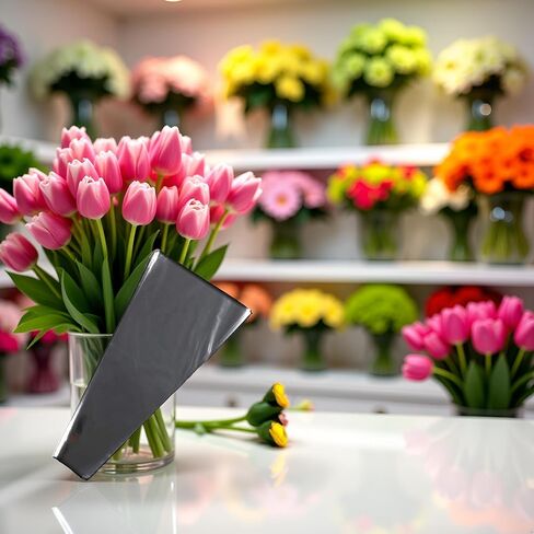 WLngtv 100 Pcs Clear Plastic Flower Bouquet Sleeve Bags, Sleeve Transparent Cellophane Bags Rose Packaging Gift Wrap Cellophane for Valentine's Day in Saudi Arabia