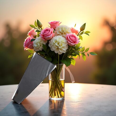 WLngtv 100 Pcs Clear Plastic Flower Bouquet Sleeve Bags, Sleeve Transparent Cellophane Bags Rose Packaging Gift Wrap Cellophane for Valentine's Day in Saudi Arabia