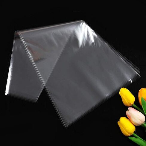 WLngtv 100 Pcs Clear Plastic Flower Bouquet Sleeve Bags, Sleeve Transparent Cellophane Bags Rose Packaging Gift Wrap Cellophane for Valentine's Day in Saudi Arabia
