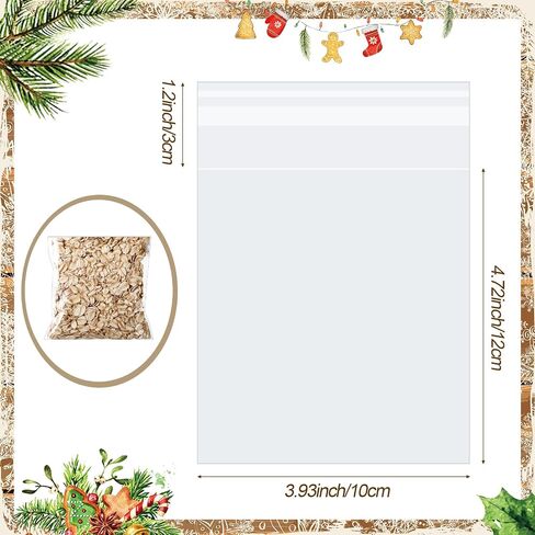 Yexiya 100 Pcs Magic Reindeer Christmas Food Treat Bags with 100 Toppers Self Adhesive Cellophane Goodie Plastic Reindeer Food Candy Bags for Gift Giving Wrapping Baking Xmas Party Favors in Saudi Arabia