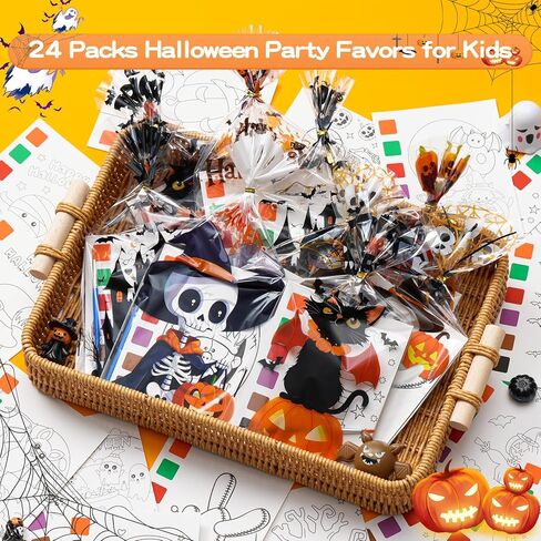 تفضل حفلات عيد الهالوين للأطفال ، 24 Pack (192 PCS) كتب تلوين المياه الهالوين مع Goodie Bag Stists School School School Trick خدعة أو ألعاب Treat for Boys Girls Classroom Gifts in Saudi Arabia