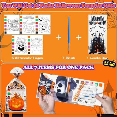 تفضل حفلات عيد الهالوين للأطفال ، 24 Pack (192 PCS) كتب تلوين المياه الهالوين مع Goodie Bag Stists School School School Trick خدعة أو ألعاب Treat for Boys Girls Classroom Gifts in Saudi Arabia