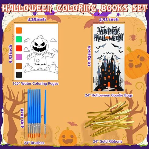 تفضل حفلات عيد الهالوين للأطفال ، 24 Pack (192 PCS) كتب تلوين المياه الهالوين مع Goodie Bag Stists School School School Trick خدعة أو ألعاب Treat for Boys Girls Classroom Gifts in Saudi Arabia