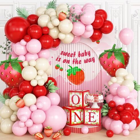 Cherry Balloon Garland Arch Kit, Red Pink White Green Long Balloons for Girls Birthday She is Cherry on Top Baby Shower Wedding Bridal Party Decorations in Saudi Arabia