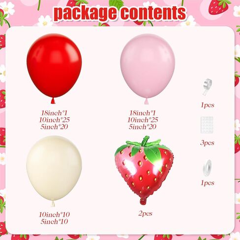 Cherry Balloon Garland Arch Kit, Red Pink White Green Long Balloons for Girls Birthday She is Cherry on Top Baby Shower Wedding Bridal Party Decorations in Saudi Arabia