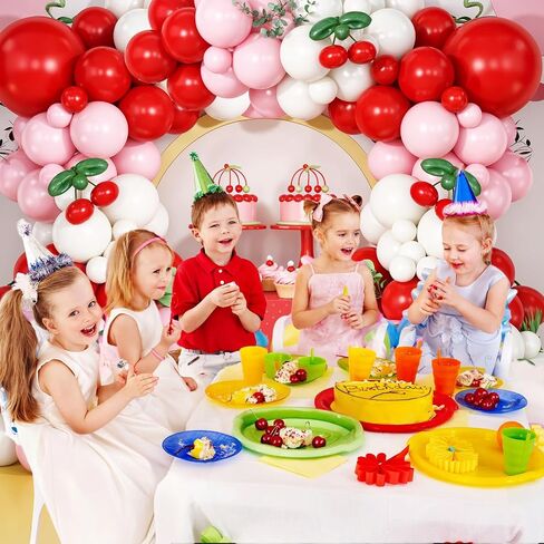 Cherry Balloon Garland Arch Kit, Red Pink White Green Long Balloons for Girls Birthday She is Cherry on Top Baby Shower Wedding Bridal Party Decorations in Saudi Arabia