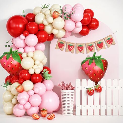 Cherry Balloon Garland Arch Kit, Red Pink White Green Long Balloons for Girls Birthday She is Cherry on Top Baby Shower Wedding Bridal Party Decorations in Saudi Arabia