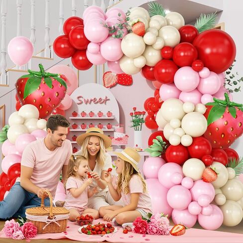 Cherry Balloon Garland Arch Kit, Red Pink White Green Long Balloons for Girls Birthday She is Cherry on Top Baby Shower Wedding Bridal Party Decorations in Saudi Arabia