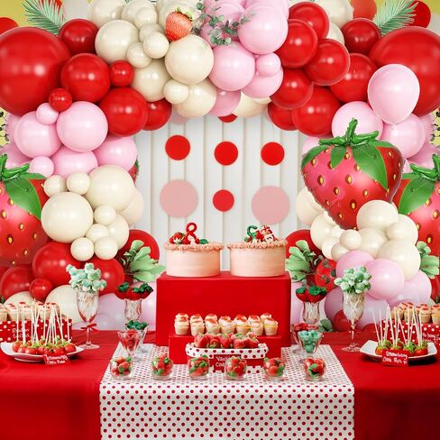Cherry Balloon Garland Arch Kit, Red Pink White Green Long Balloons for Girls Birthday She is Cherry on Top Baby Shower Wedding Bridal Party Decorations in Saudi Arabia