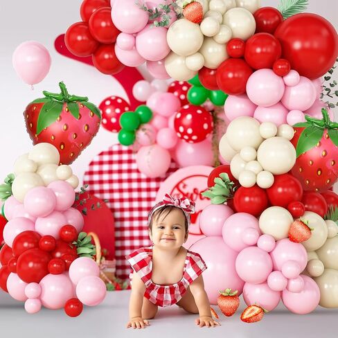Cherry Balloon Garland Arch Kit, Red Pink White Green Long Balloons for Girls Birthday She is Cherry on Top Baby Shower Wedding Bridal Party Decorations in Saudi Arabia