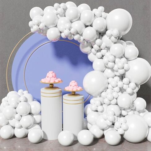 KAWKALSH Sage Green White Gold Balloon Garland Arch Kit, 146Pcs Latex Balloons Different Sizes for Birthday Baby Shower Gender Reveal Wedding Party Decoration in Kuwait