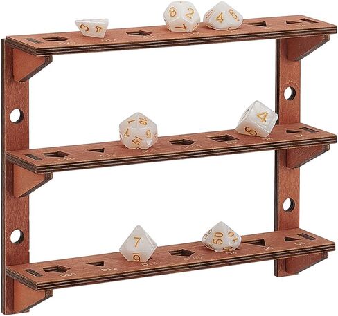 BENECREAT 5-Tier Wooden Dice Holder, 7.4x5.9x2.2inch Display Rack, Coconut Brown Storage Shelf Holds 35Pcs Dice Display Stand for Tabletop Gamers & Dice Collectors in Saudi Arabia