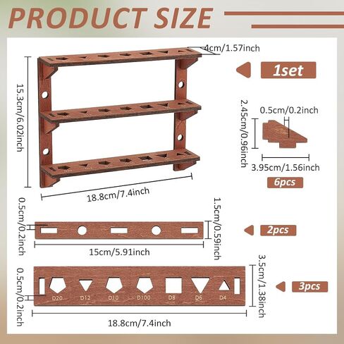 BENECREAT 5-Tier Wooden Dice Holder, 7.4x5.9x2.2inch Display Rack, Coconut Brown Storage Shelf Holds 35Pcs Dice Display Stand for Tabletop Gamers & Dice Collectors in Saudi Arabia