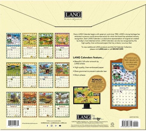 Lang Companies, Country Sampler 2026 Wall Calendar by Cheryl Bartley, 13.4'' X 12'', 12-Month Calendar with Stapled Binding in Saudi Arabia