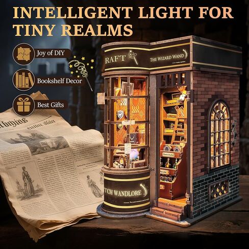 Sunnino Book Nook Kit - DIY Miniature House Kit Decorflesh Decord 3D Wooden Dollhouse للبالغين المراهقين LED BOOK NOOK CITS للبالغين هدية فريدة من نوعها للعائلة والأصدقاء in Saudi Arabia