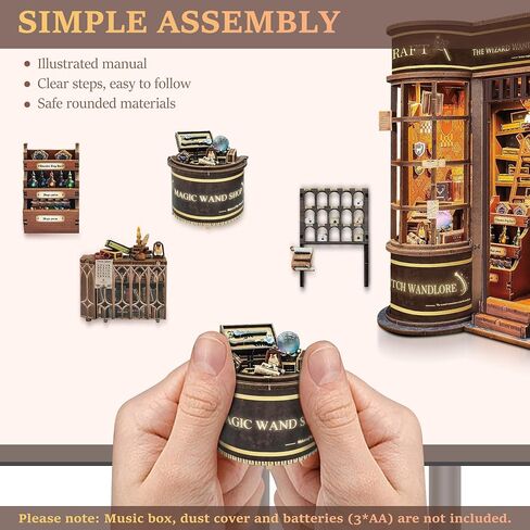 Sunnino Book Nook Kit - DIY Miniature House Kit Decorflesh Decord 3D Wooden Dollhouse للبالغين المراهقين LED BOOK NOOK CITS للبالغين هدية فريدة من نوعها للعائلة والأصدقاء in Saudi Arabia