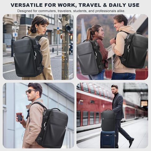 Vacuum Backpack Travel - 60L Expandable Carry-On Vacpack Backpack with Vacuum Pump, TSA Lock, Laptop Compartment, Water-Resistant Seal Compression Bag for Business & Flight Travel (Black) in Kuwait