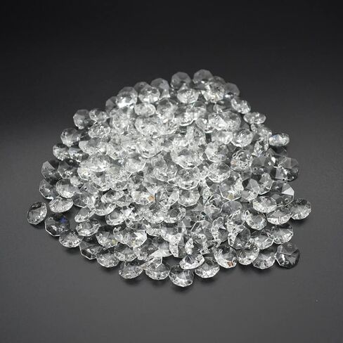 200Pcs/Set 14MM Transparent K9 Crystal Beads Chain Refraction Glass Chandelier Part Prisms Octagonal Beads Home Decor in Saudi Arabia