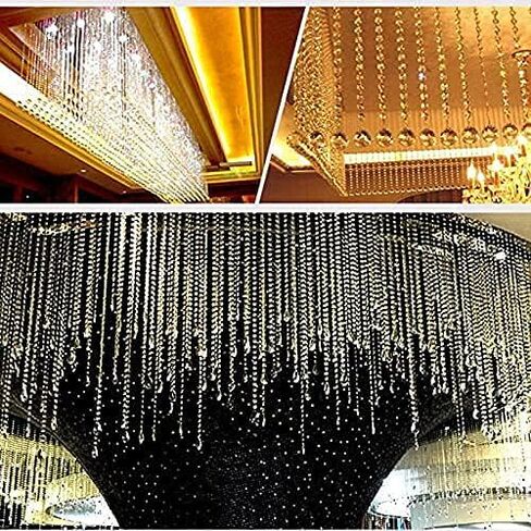 200Pcs/Set 14MM Transparent K9 Crystal Beads Chain Refraction Glass Chandelier Part Prisms Octagonal Beads Home Decor in Saudi Arabia