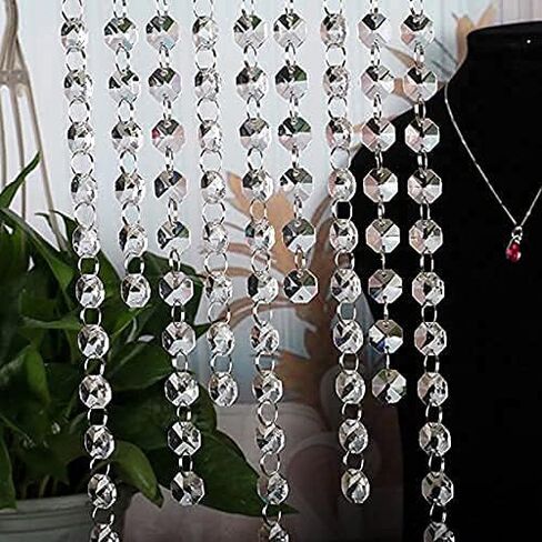 200Pcs/Set 14MM Transparent K9 Crystal Beads Chain Refraction Glass Chandelier Part Prisms Octagonal Beads Home Decor in Saudi Arabia