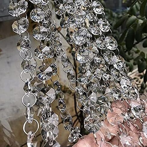 200Pcs/Set 14MM Transparent K9 Crystal Beads Chain Refraction Glass Chandelier Part Prisms Octagonal Beads Home Decor in Saudi Arabia