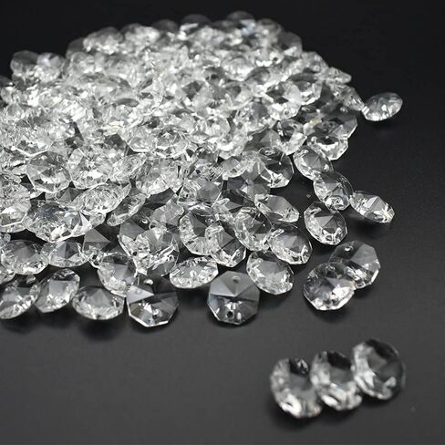 200Pcs/Set 14MM Transparent K9 Crystal Beads Chain Refraction Glass Chandelier Part Prisms Octagonal Beads Home Decor in Saudi Arabia
