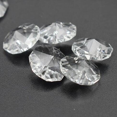 200Pcs/Set 14MM Transparent K9 Crystal Beads Chain Refraction Glass Chandelier Part Prisms Octagonal Beads Home Decor in Saudi Arabia