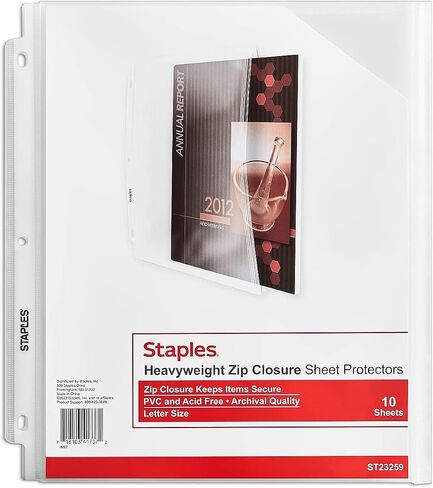 Staples 951444 حماة ورقة الوزن المتوسطة 8.5 بوصة × 11 بوصة واضحة 10/حزمة (23259) in Saudi Arabia