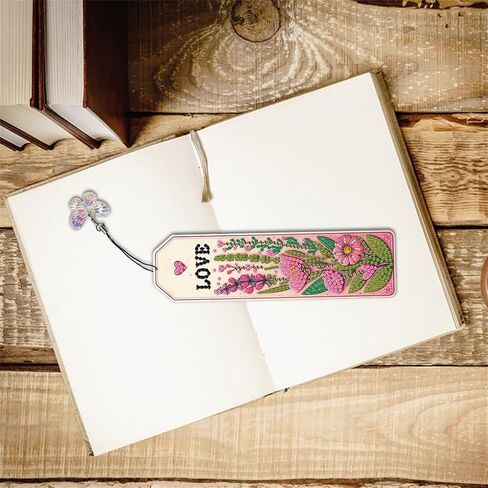 3pcs Flower Diamond Art Bookmarks, Rose Diamond Painting Bookmark Kits for Adult,DIY Gem Art Small Crafts with Rhinestone Tassel,Paint by Diamonds for Graduation Birthday Reader Gifts (flower-021) in Kuwait