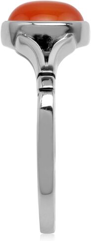 Silvershake 8X6mm Genuine Cabochon Stone 925 Sterling Silver Solitaire Casual Ring Jewelry for Women or Teen in Saudi Arabia
