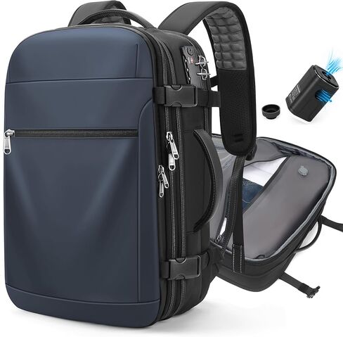 Vacuum Backpack Travel - 60L Expandable Carry-On Vacpack Backpack with Vacuum Pump, TSA Lock, Laptop Compartment, Water-Resistant Seal Compression Bag for Business & Flight Travel (Black) in Kuwait